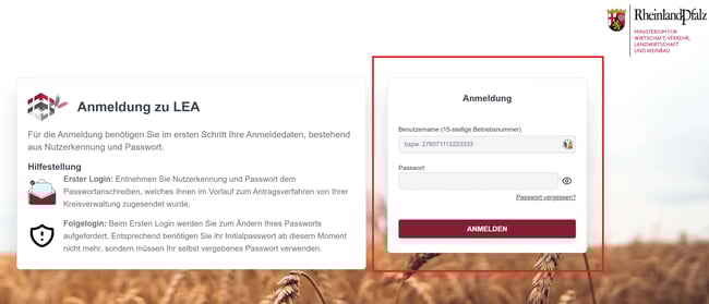 LEA RLP Anmeldung Schritt 1