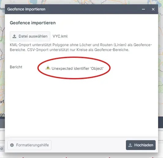 vycfleet_geofence_importieren_hochladen_failure