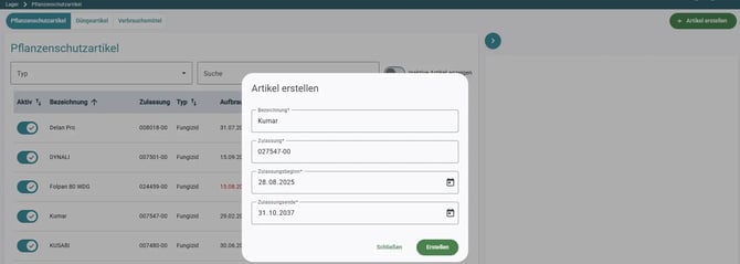 VYC - Lager - manuell - erstellen