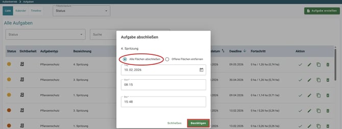 VYC - order - abschliessen