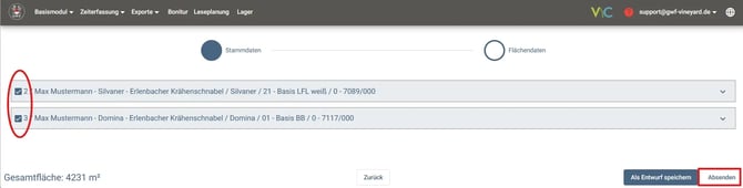 VineyardCloud - FEB - Absenden