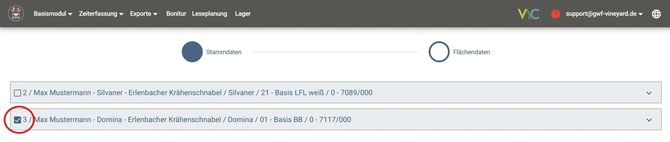 VineyardCloud - FEB - Flächen bestätigen