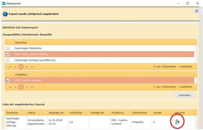 eAMA Shape Schläge flächig angefordert und wird bearbeitet